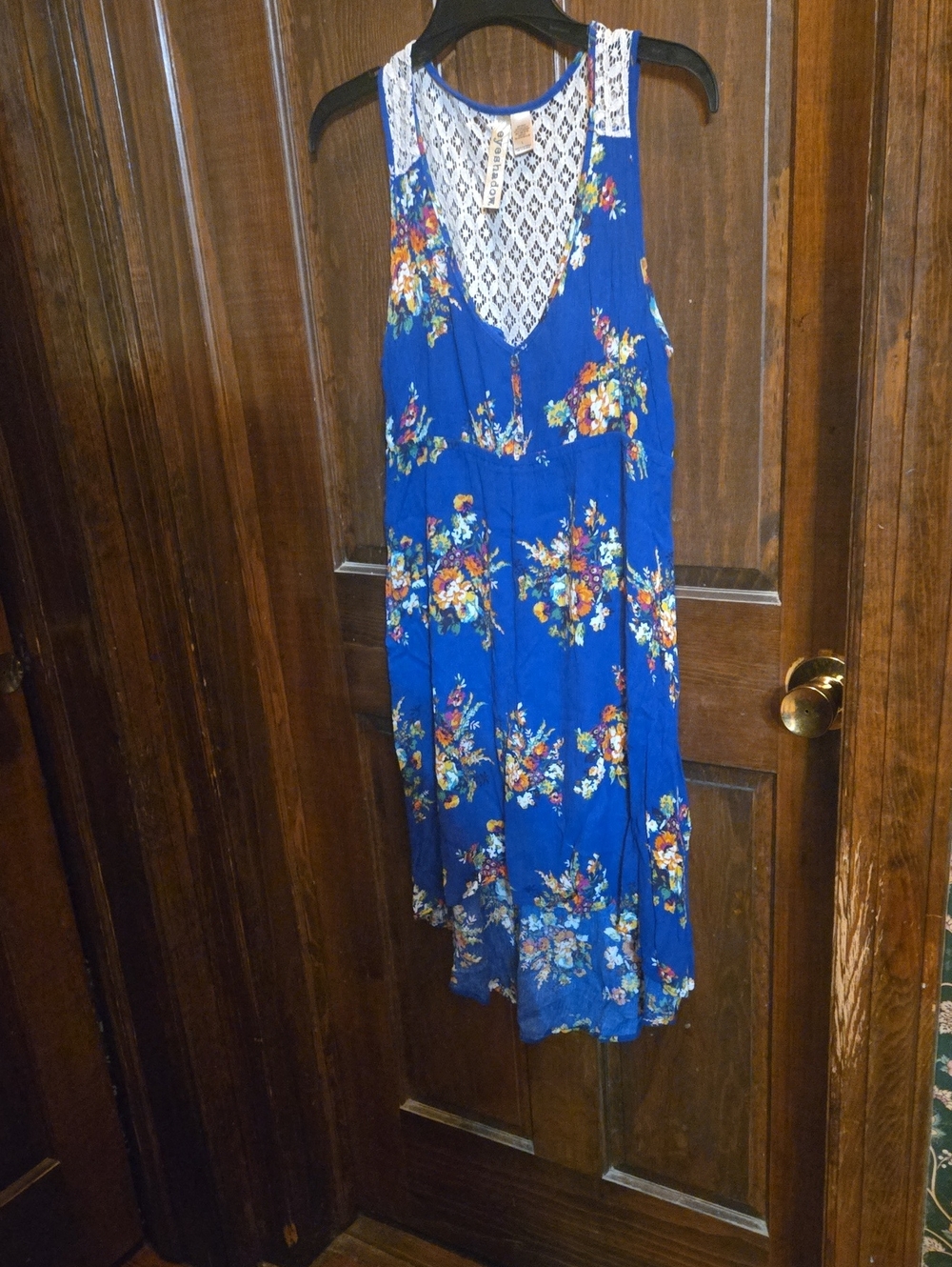 Eyeshadow Royal Blue Floral High-Low Midi Dress
